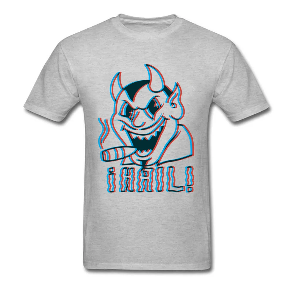 Hail Satan Vintage Stereoscope Tshirts Family Short Sleeve Normal All Cotton Round Neck Men T Shirt Tshirts Summer/Autumn Hail Satan Vintage Stereoscope grey