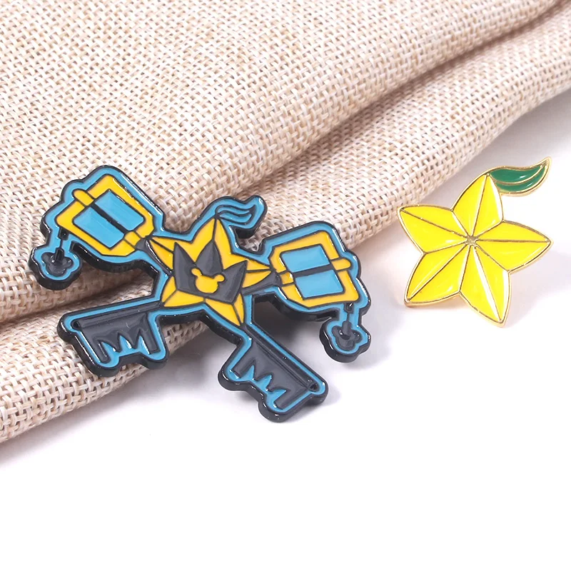 Игра Королевство Сердца Sora Keyblade значок Броши Paopu фрукты эмаль булавки брошь для женщин Мужская булавка для лацкана джинсы украшения для футболки