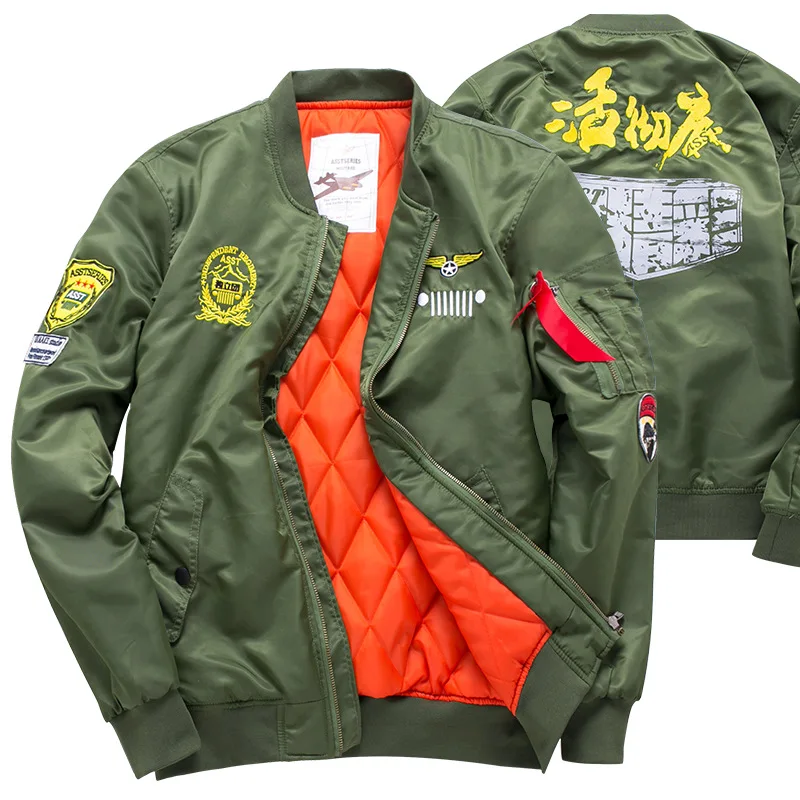 

New Autumn Winter Air Force One MA01 Bomber jacket Men Fashion Stand Collar Pilot Jackets Men Women Baseball Uniform Parka Coat