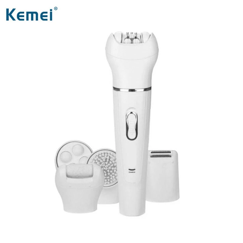 

Kemei KM-2199 5 in 1 Women Rechargeable Epilator Electric Face Hair Removal Epilation Device Callus Remover Face Cleansing Brush