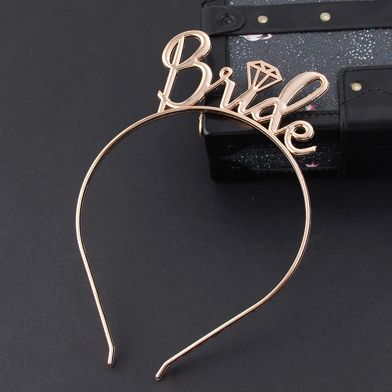 

Silver Rose Gold Bride Crown Bride To Be Headband Tiara for Wedding Bachelorette Party Bridal Shower Night Hen Party Decorations