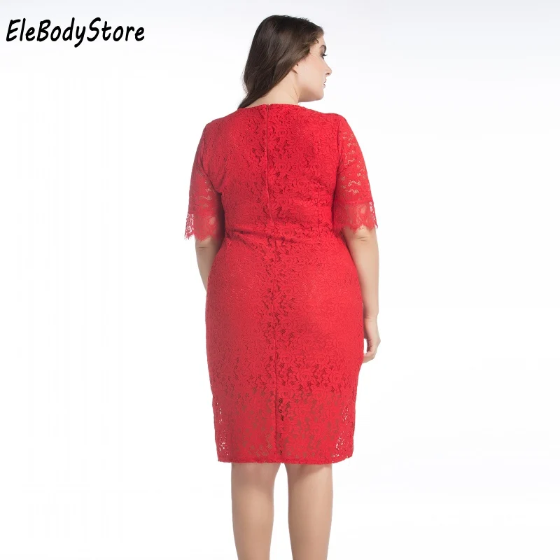 ELEBODYSTORE 2017 размера плюс женское повседневное летнее сексуальное кружевное платье