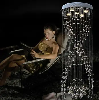 

Luxury Spiral Stairs Crystal Chandelier Circular LED Villa Living Room Long Ceiling Lamp Modern Concise Crystal Hanging Light