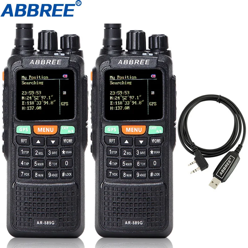 

2pcs ABBREE AR-889G Walkie Talkie GPS Location Sharing 10W Night Backlight Cross Band Repeate Duplex Working SOS Scanning Radio