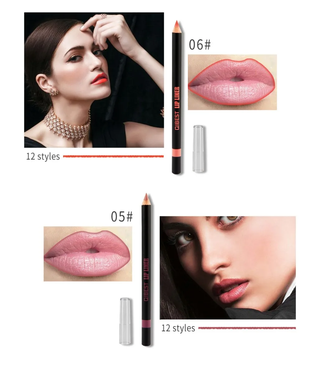 Qibest, 12 цветов/коробка, макияж, карандаш для губ, Стойкий матовый карандаш для губ, карандаш для губ, профессиональный набор косметики для губ