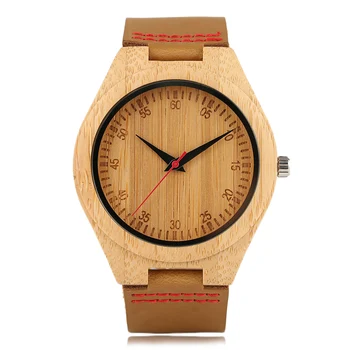 

Simple Sport Women Bamboo Quartz New Arrival Modern Wrist Watch Handmade Ladies Genuine Leather Band Strap Nature Trendy Gift