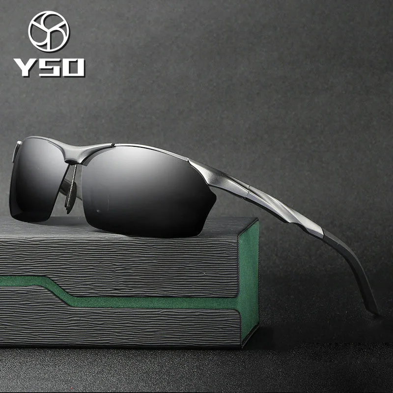 YSO солнцезащитные очки Для мужчин поляризационные UV400 алюминия и магния рамка солнцезащитные очки вождения очки полу без оправы аксессуары для Для мужчин 8513