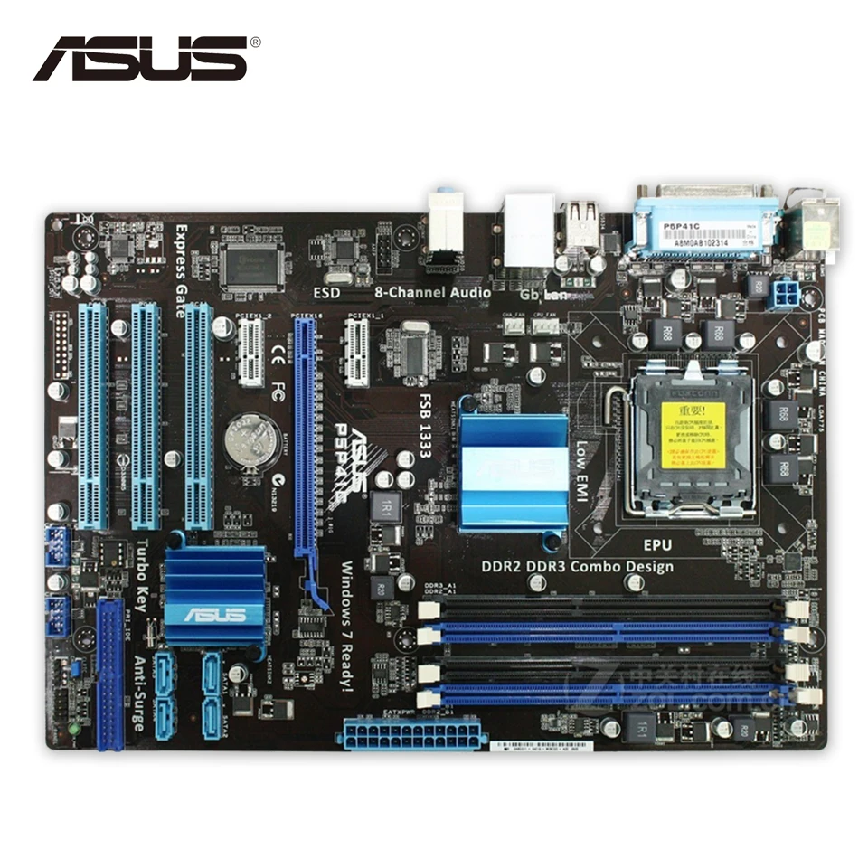 Original Used Asus P5P41C Desktop Motherboard G41 Socket LGA 775 DDR3 8G SATA2 USB2.0 ATX 100% Fully Test asus original ga g41mt s2 lga 775 ddr3 g41mt s2 8gb fully integrated g41 desktop motherboard