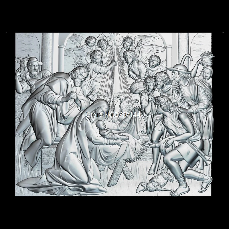 

The birth of Jesus Christ 3d model for cnc STL format Religion 3d Relief Model STL Router 3 axis Engraver ArtCam