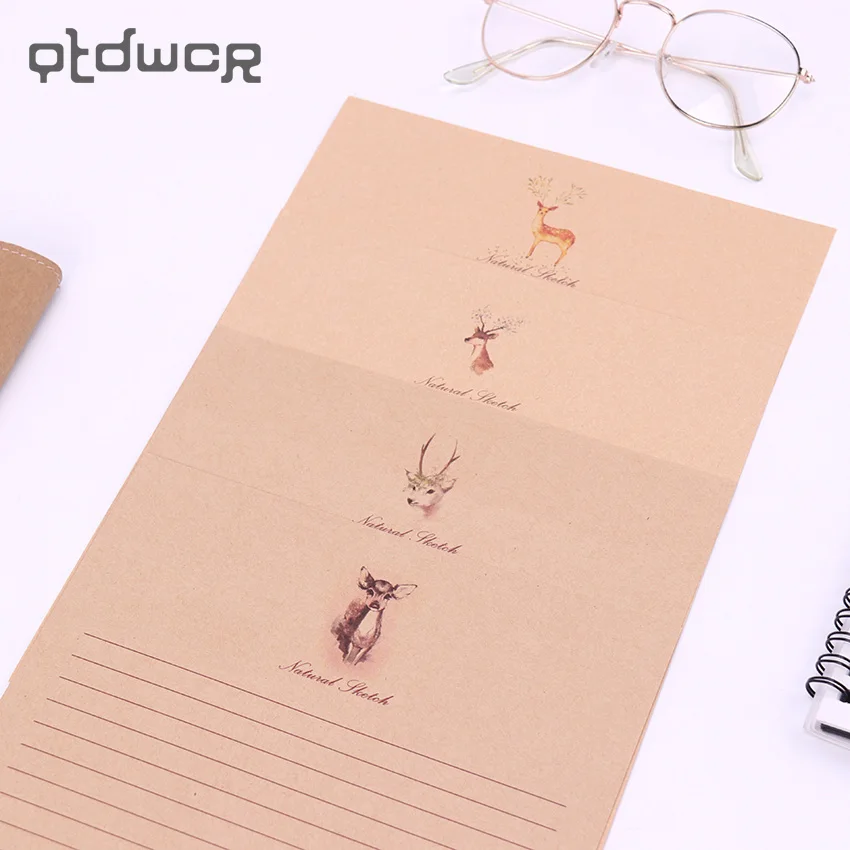 

10 Sheet/Set Vintage Letter Paper Cardstock Stationary Paper Cartoon Animals Style Writing Letter Pad School Office Supply