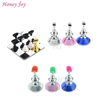 

1set Beautiful Chess Board Nail Tips Practice Stand Magnetic Stuck Crystal Holder Salon UV Gel Polish Display Manicure Tools