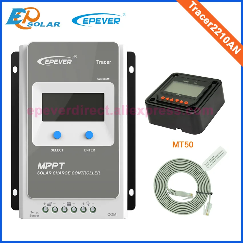 

with MT50 Remote Meter solar controller charger battery Tracer2210AN 20A solar panels system 12V 24V work auto