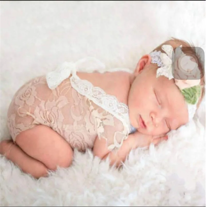 

2017 New Born Photography Props Embroidery Lace Baby Romper Jumpsuit Newborn Photo Shoot Accessories Silk Girl Costumes Infantil