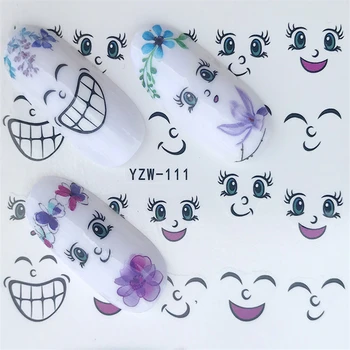 

1 Sheet Optional Different Colors Smiley face/flower Nail Art Decor Water Transfers Nail Sticker for Ladies Decals