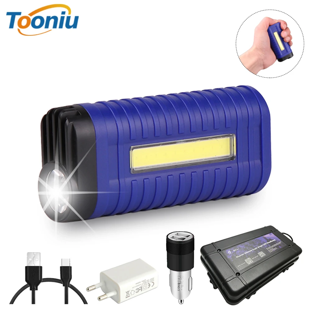 

Rechargeable LED Flashlight COB Work light Waterproof ABS material Used for camping, picnics, night reading, maintenance work
