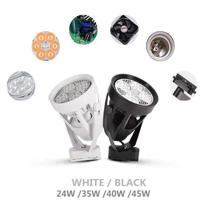 

3 year warranty Track Light with Cool fan Rail Spot LED PAR30 Ceiling Spotlight 220V 24W 35W 40W 45W Track lamp Adjustable angle