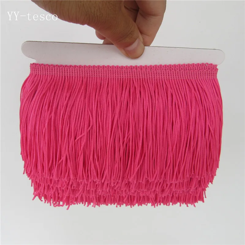 YY-tesco 1 ярдов 10 см широкая кружевная бахрома отделка кисточка бахрома отделка для DIY латинское платье сценическая одежда аксессуары кружевная лента - Цвет: rose Red