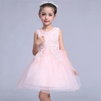 

Girls Summer Dress Kids Baby Girls Clothing Lace Sleeveless Princess Dress Children Fashion Dress Party Costume Beading Garment