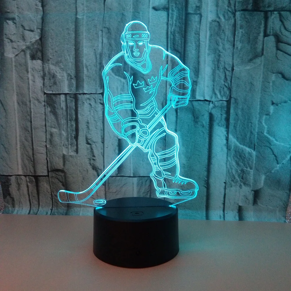 New Hockey Player 3d Lamp Led 7 Color Remote Control Light Acrylic