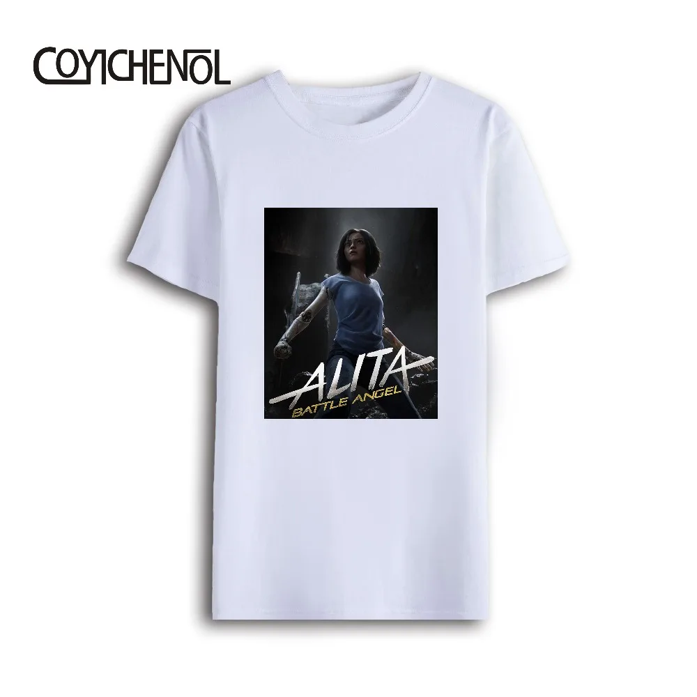 Модные модельные Топы Alita: Battle Angel с забавным дизайном футболка надписью и круглым