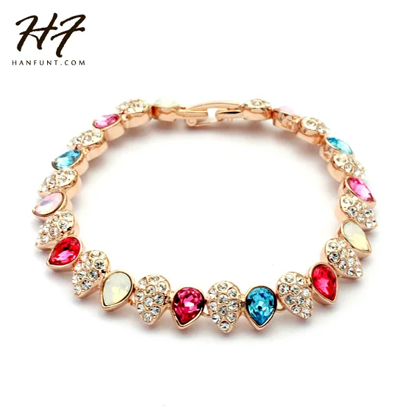

H043 Multicolour Crystal Rose Gold Color Bracelet & Bangle for Women Jewelry Made with Genuine Austrian Crystals Wholesale
