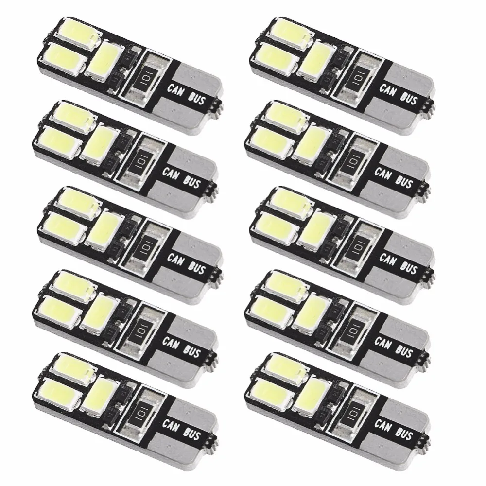 

HNGCHOIGE 10Pcs T10 5630 6SMD W5W Car LED CANBUS No Error Width Light License Plate Lamp