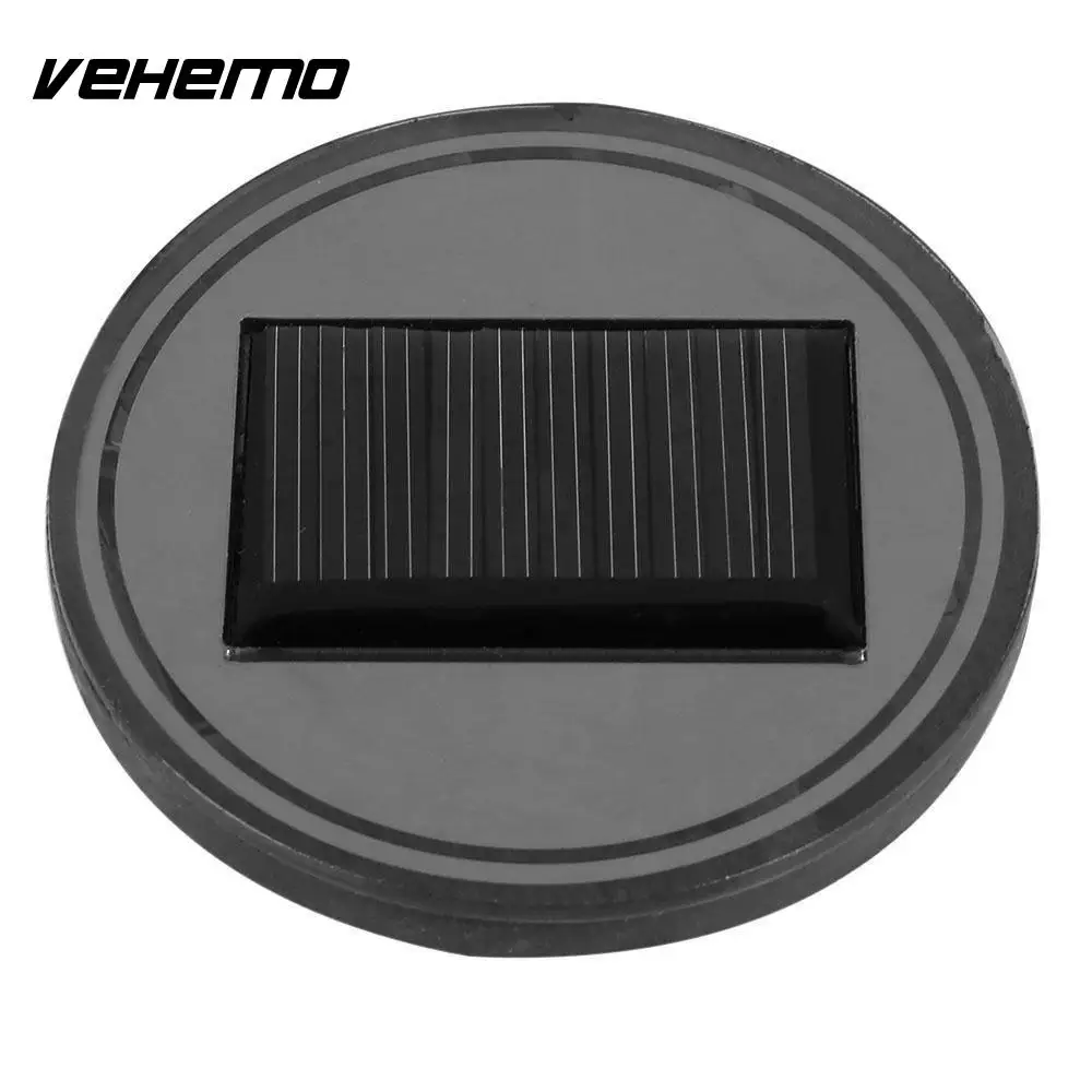 

Solar Energy Cup Holder Bottom Pad LEDLight Cover Mouldings Trim For Car Truck.