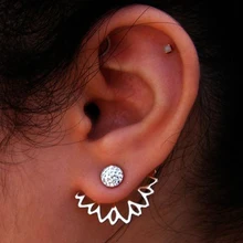 

Fashion 2pc Bohemia Flower Sparking Design Hollow Out Tiny Crystal Earring Jackets For Women Silver Gold Alloy Ethnic Ear 6227