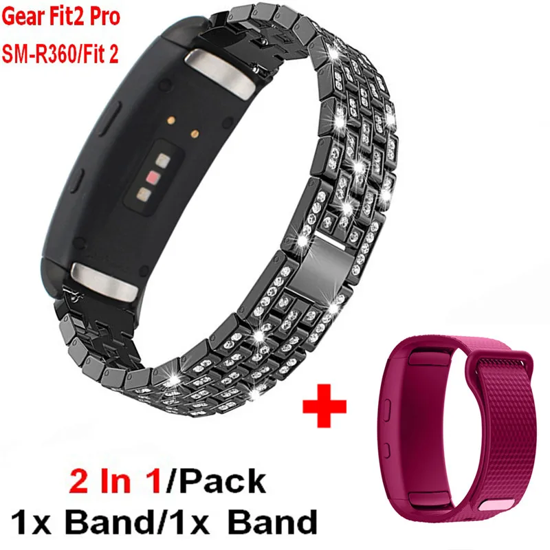 2 In1 часы ремешок для samsung Galaxy Шестерни Fit2 2 про ремень силиконовый браслет для Шестерни Fit2 Pro SM-R360 полосы Прямая - Цвет: Color