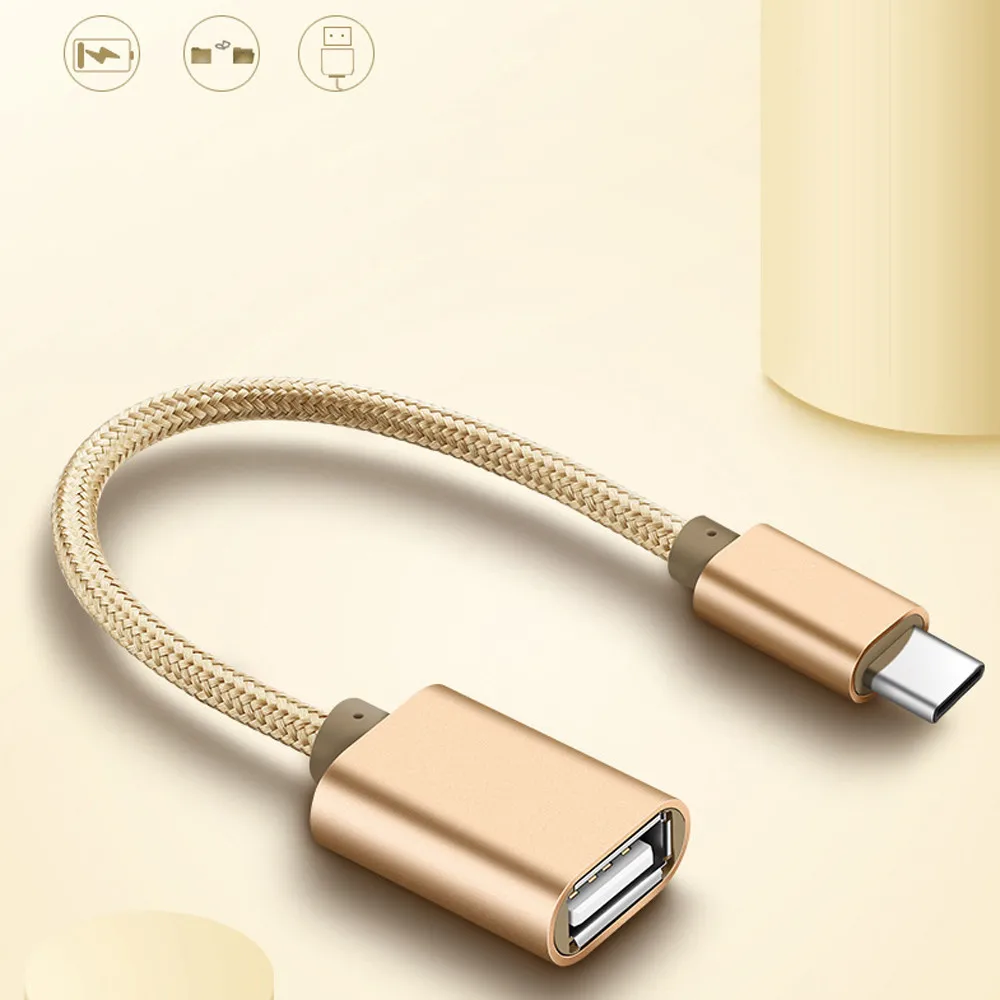 Металлический USB 3,1 type C штекер USB 2,0 Женский кабель OTG Синхронизация данных конвертер адаптер Длина кабеля 15 см для IOS Android телефон