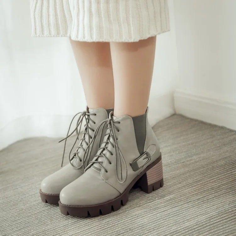 

Big Size 9 10 11 12 boots women shoes ankle boots for women ladies boots Cross binding side zipper with metal trim