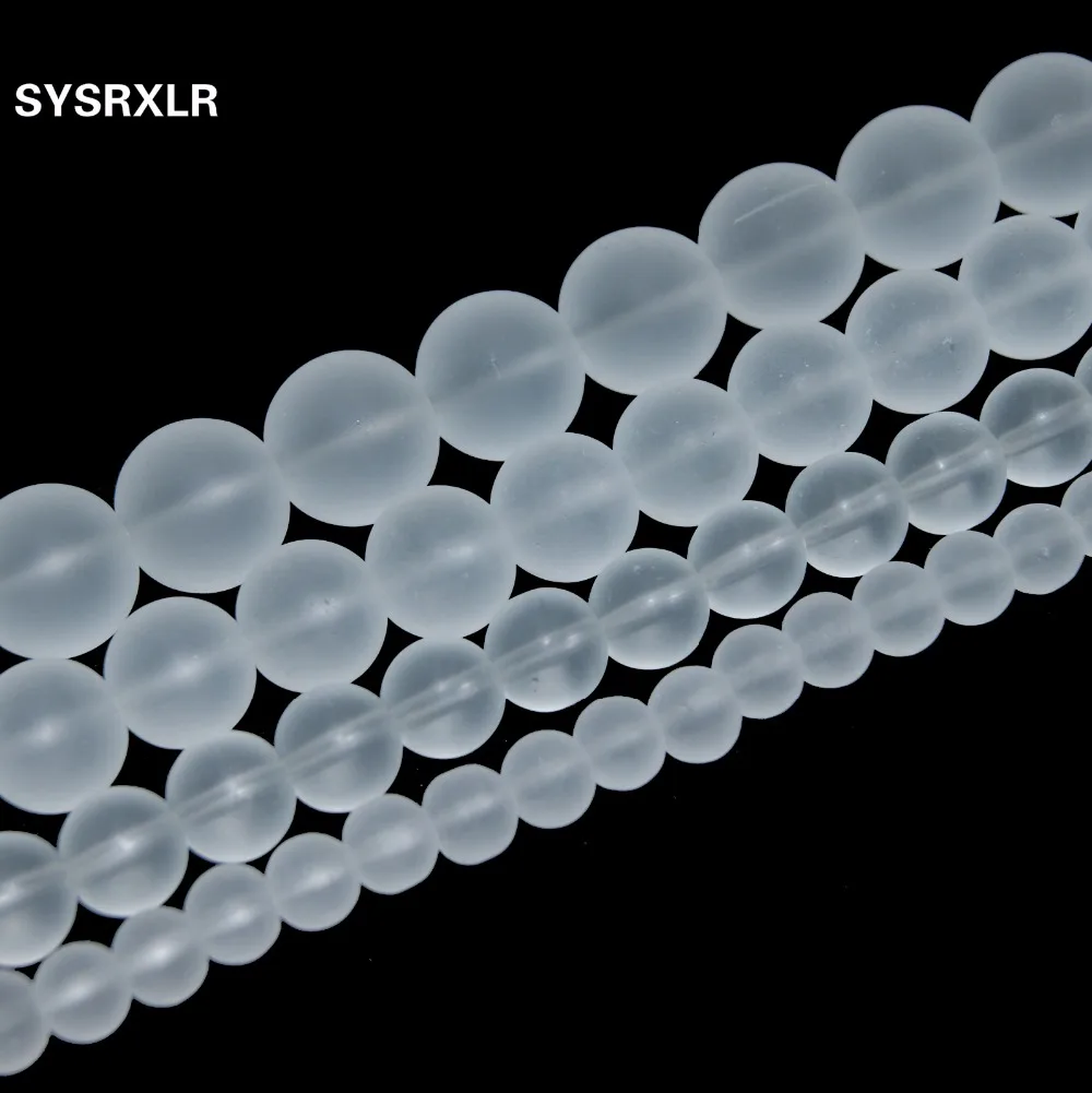 Wholesale Charm Natural Glass Beads Frosted Clear Round Loose Beads 4/6