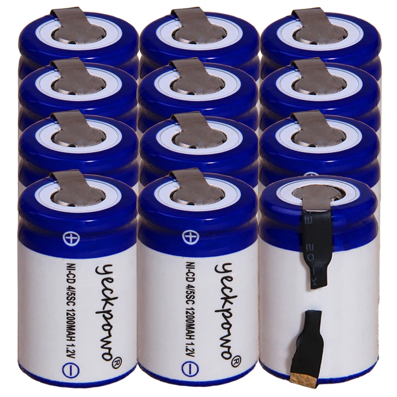 

yeckpowo 12 pieces 4/5SC battery 1,2v batteries nicd rechargeable for power tools 1200mAh for drill screwdriver real capacity