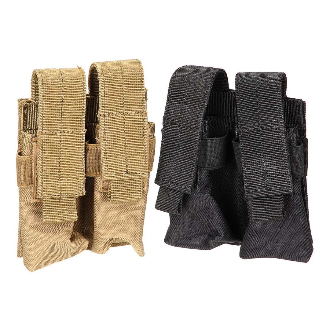 Tactical Molle Adjustable Double Mag Pouch Nylon Canvas Hunting Pistol