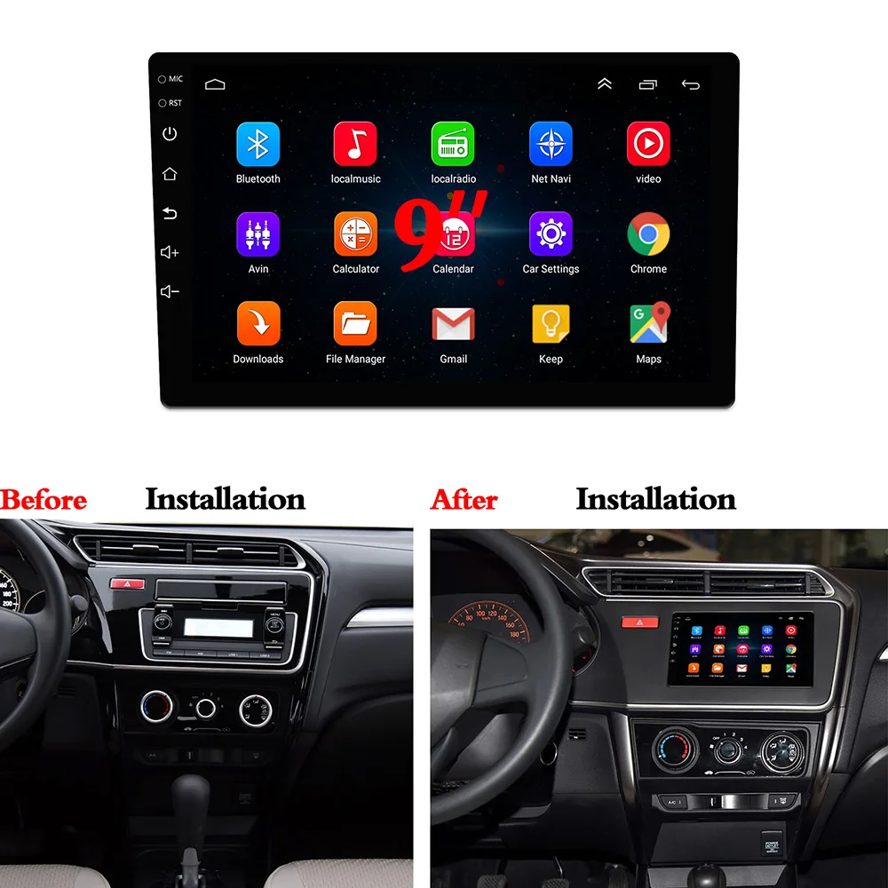 Excellent 9 inch 2din Android 6.0 Car Radio 1024x600 GPS Navigation Bluetooth wifi SWC FM AM USB touch screen 1G+16G universal free camera 5