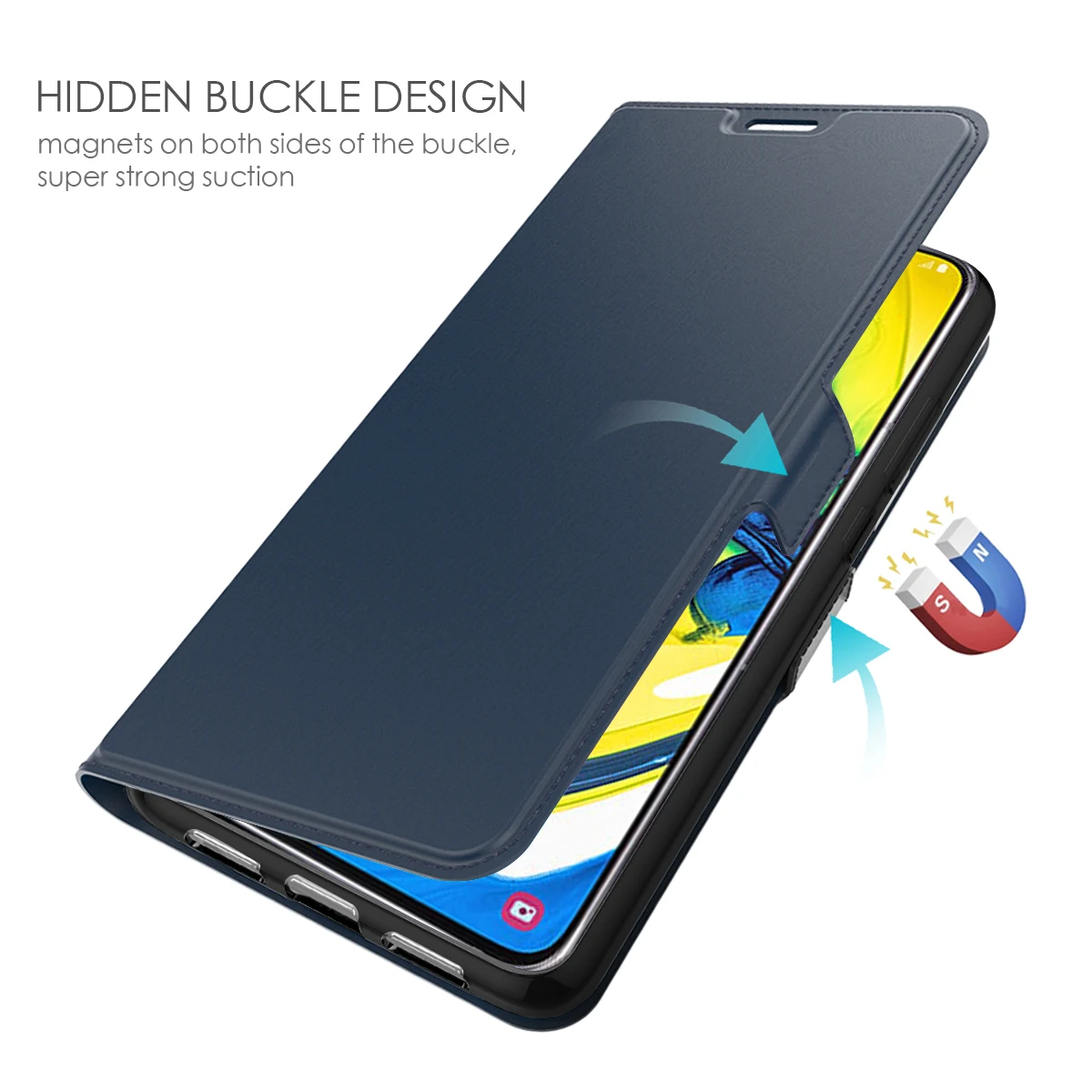 Для samsung Galaxy A80 A70 A60 чехол из искусственной кожи с откидной крышкой и подставкой с зернистой текстурой с отделениями для карт и застежкой полная защита для samsung A70