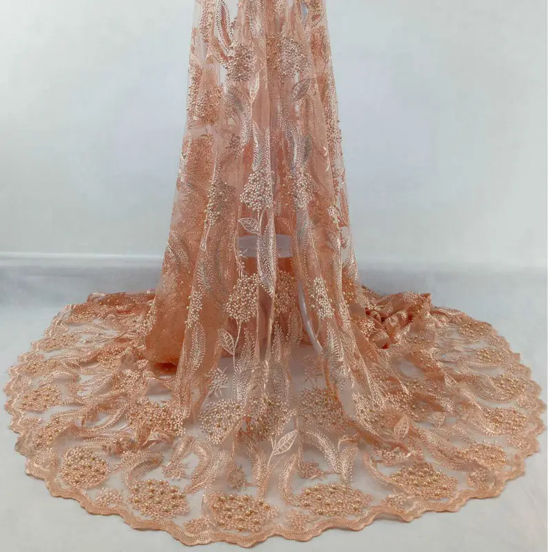french lace fabric peach