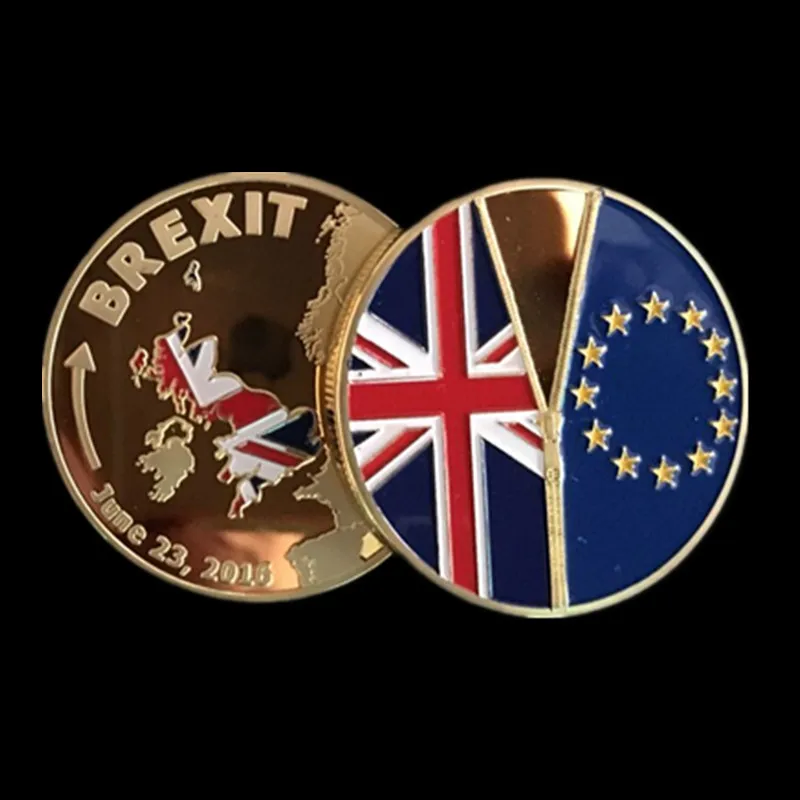 1 шт. Brexit значок Англия выход Европейский 24 K настоящее золото покрытием Elizabeth 40x3 мм украшения Монета