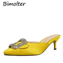 Bimolter Sexy High Heels Women Pumps Rhinestone Party Wedding Shoes Woman Pointed Toe Spring Summer Mules Shoes Prom Pumps NB086 blue grey black crystal pumps bride shoes chaussure femme rhinestone party wedding shoes woman pointed toe high heels pumps