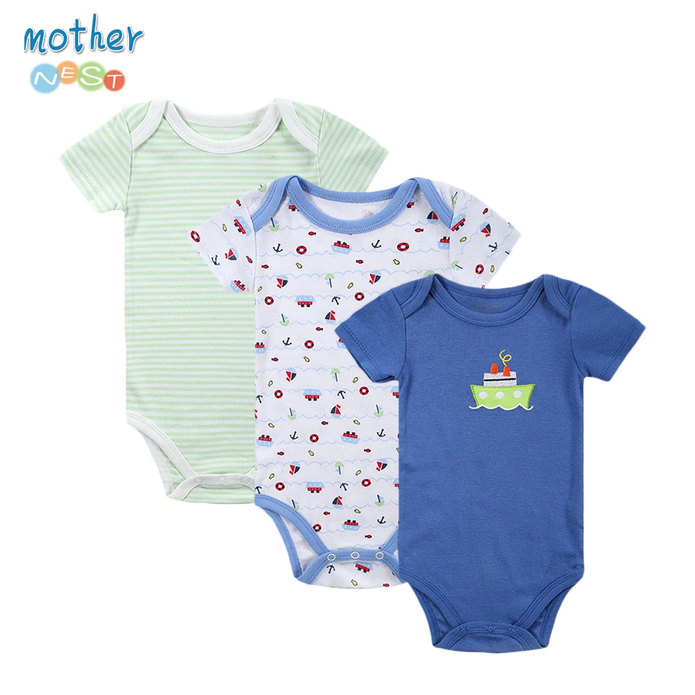 

3PCS/Lot Infant Baby Boy Clothing Fashion Style Lovely Cartoon Printed Newborn Baby Bodysuits 100% Cotton Comfortable