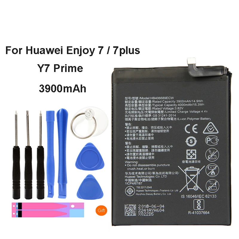 

Original HB406689ECW 4000mAh Phone battery For Huawei TRT-L53 TRT-L21A TRT-AL00 TL10A Y7 Enjoy 7 Enjoy 7plus Y7 Prime