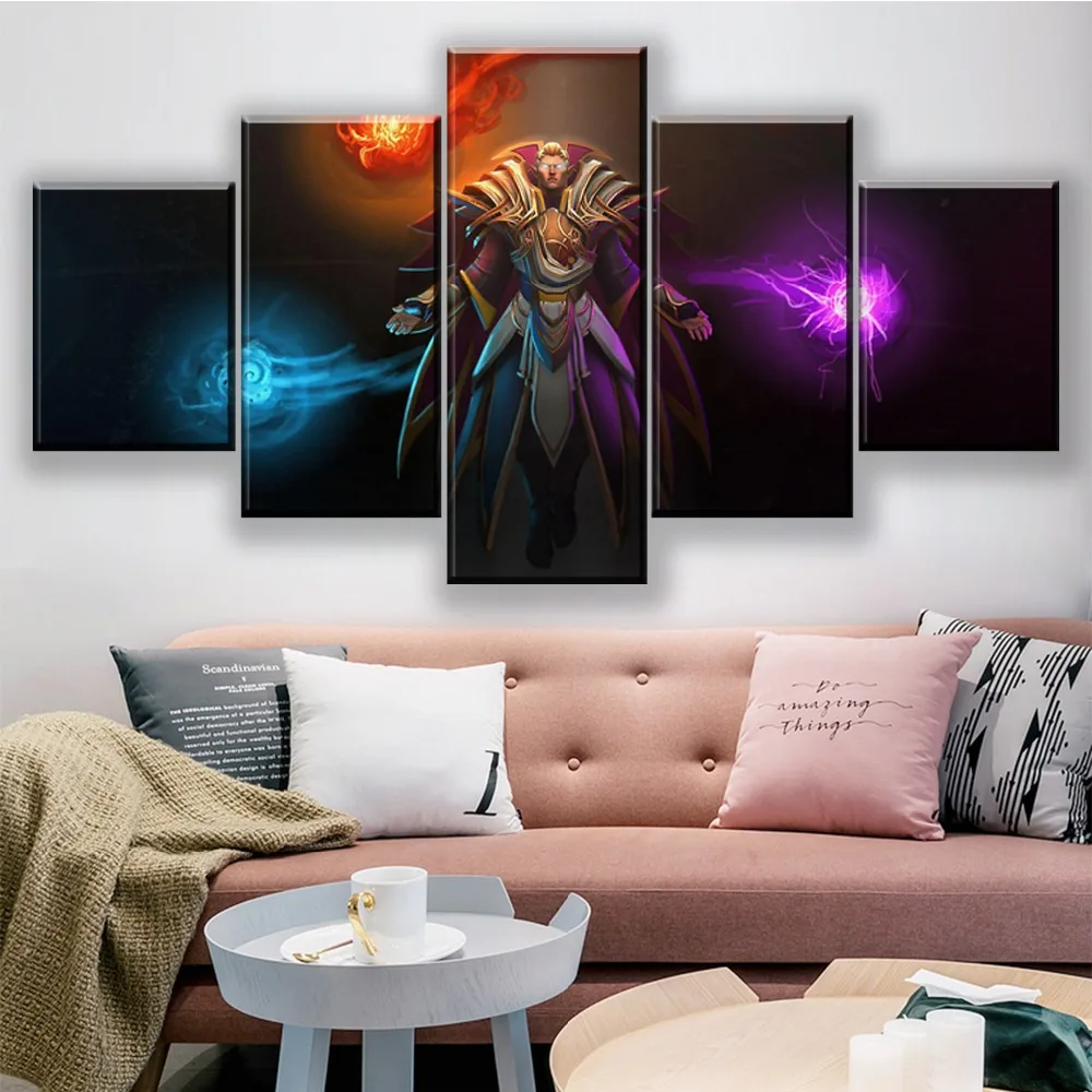 5 Pieces Canvas Painting DOTA 2 Invoker Home Decor For Living Room Printed Wall Art Game Poster Mod