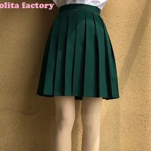 Женская милая плиссированная юбка в стиле Лолиты с высокой талией, мини-юбки в стиле Харадзюку для девушек, летняя тонкая короткая юбка для школьной формы, JKc1020