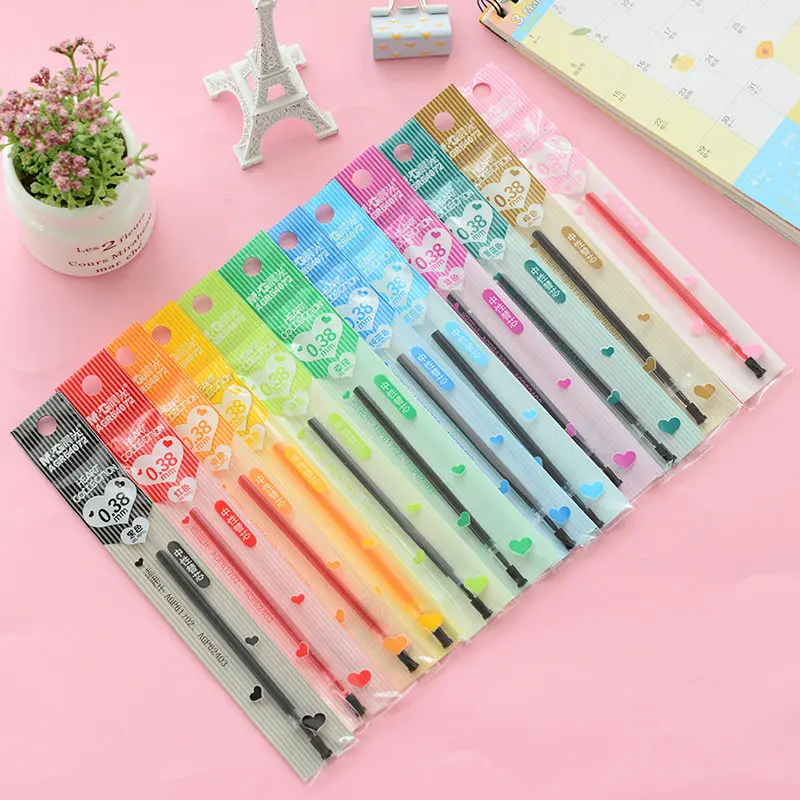 

[M&G] (12 Pieces/Lot) Kawaii School Stationery 12 Colors Cute 0.38mm Candy Color Gel Pen Refill Office Supplies AGR64072