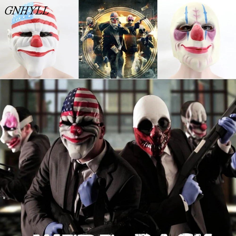 

GNHYLL PAYDAY2 Mask Stereo Effect Halloween Masquerade Full Cover LaTeX Mask Dallas Thick For Adult Cosplay Halloween Mask