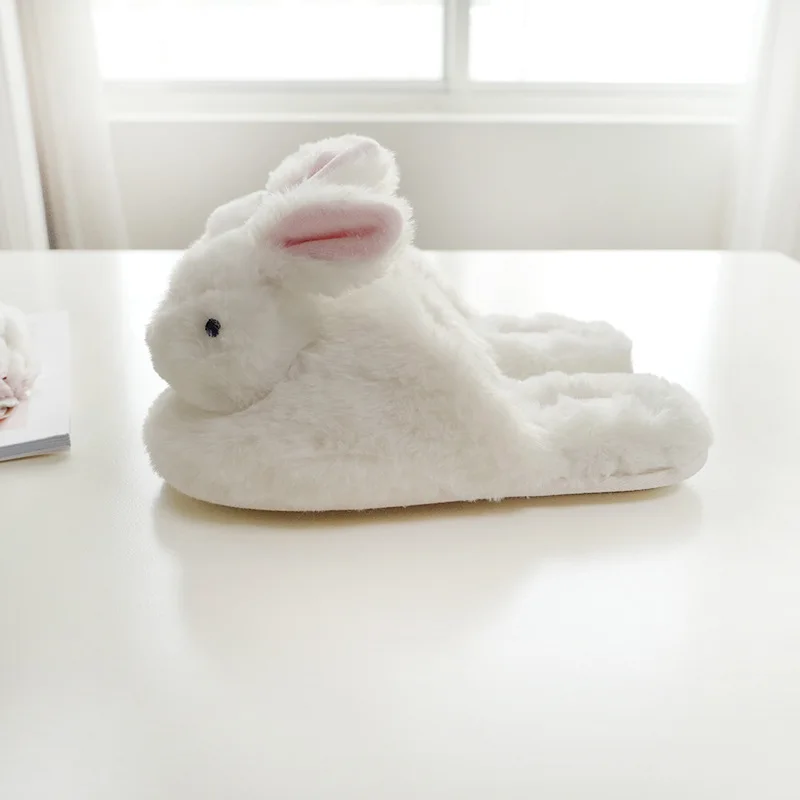 Kawaii/пушистые женские зимние домашние тапочки; женские теплые плюшевые домашние тапочки с милым кроликом; домашняя мягкая повседневная обувь для девочек