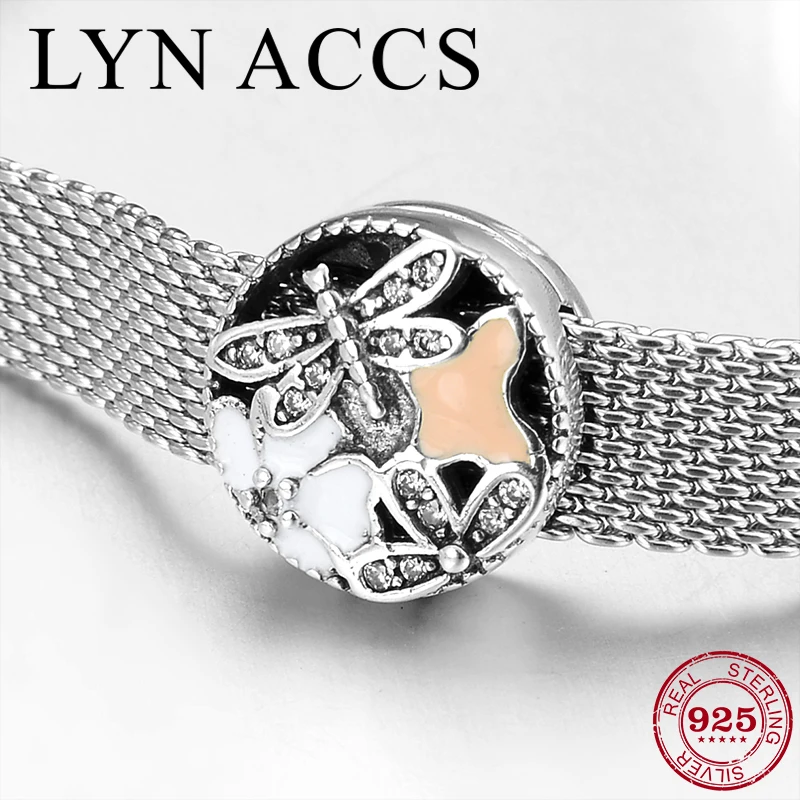 

925 Sterling Silver Dragonfly and butterfly Worry-free time clips beads Fit Original Bracelet reflection Charm Jewelry making