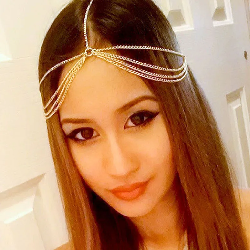 

Surou Western New Style Aesthetic Personality Multiple Layers Tassels Chain Hair Ornaments Female Head Chain Boho Bijouterie