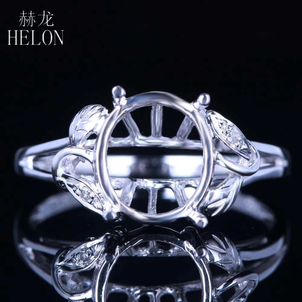 

HELON Oval Cut 10x8mm Solid 14K White Gold Pave Natural Diamonds Jewelry Semi Mount Setting Engagement Wedding Ring wholesale