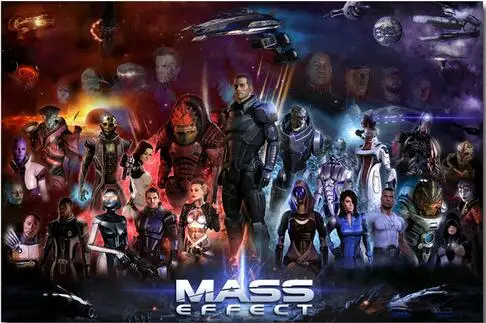 

Mass Effect 2 3 4 Hot Shooting Action Game Art Wall Decor Silk Print Poster